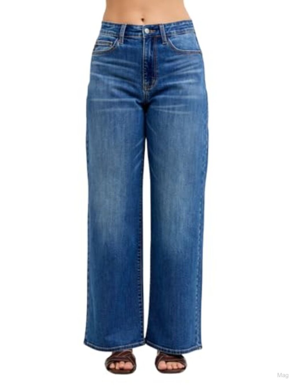 High Waist Baggy Wide Leg Jeans 31" Inseam Stretch Denim
